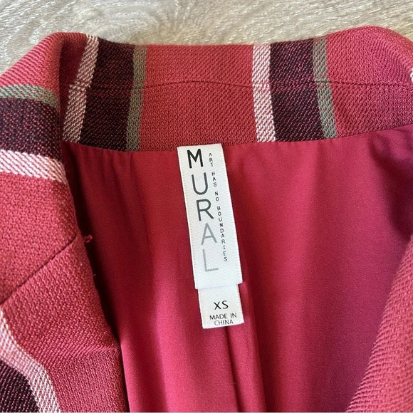 Mural Red Burgundy Stripe Button Blazer - Picture 7 of 16